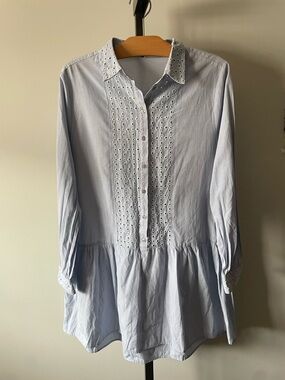 Zara Cotton Blend Drop Waist Ruffle Hem Boho Prairie Cottagecore Dress Large